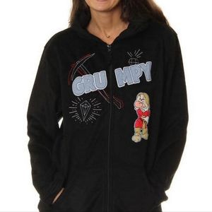 Disney Grumpy Womens Full Zip Embroidered Hoodie Sweatshirt Size Medium fleece